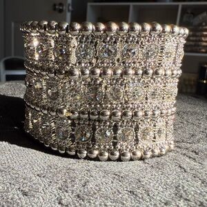 Silver Beaded Rhinestone Necklace